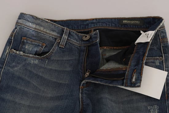 Pantalones de mezclilla casuales de corte acampanado azul desgastados Ermanno Scervino - Image 5