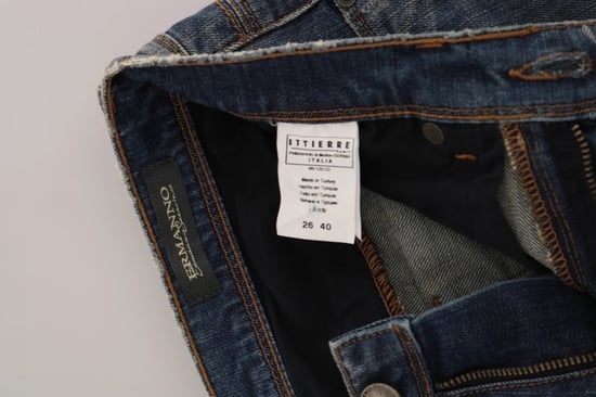 Pantalones de mezclilla casuales de corte acampanado azul desgastados Ermanno Scervino - Image 6