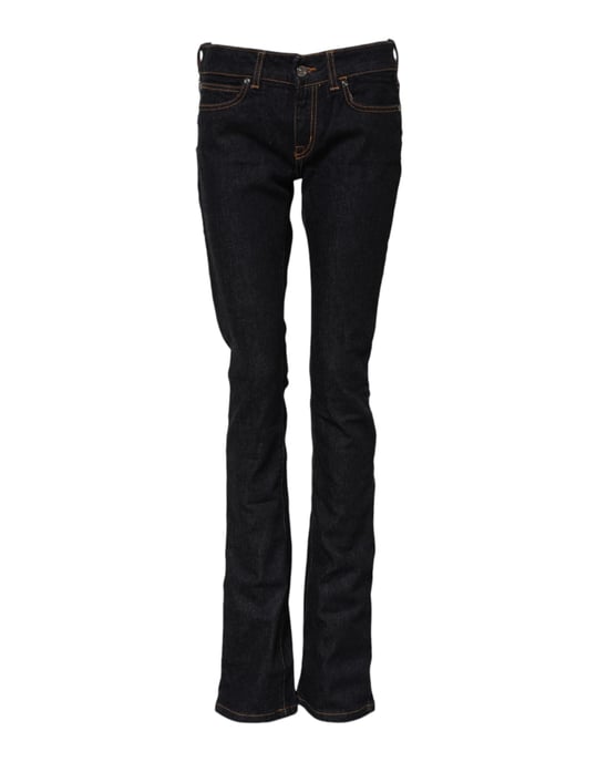 Jeans de mezclilla skinny de algodón azul oscuro de talle medio GF Ferre - Image 2