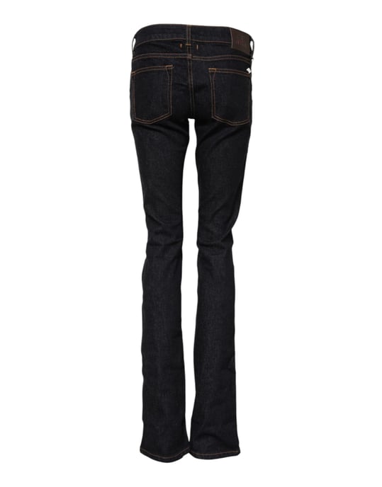 Jeans de mezclilla skinny de algodón azul oscuro de talle medio GF Ferre - Image 3