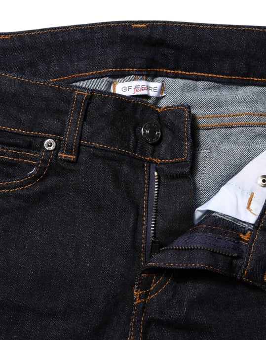 Jeans de mezclilla skinny de algodón azul oscuro de talle medio GF Ferre - Image 4