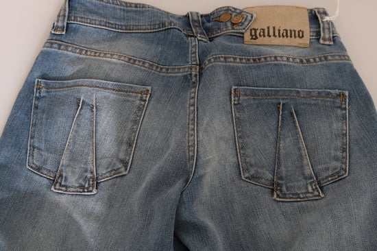 Pantalones de mezclilla ajustados casuales de tiro medio azul desgastado John Galliano - Image 5