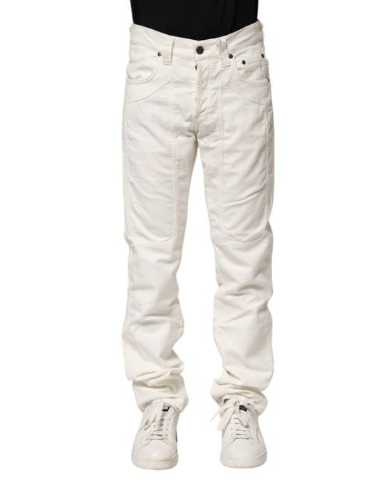 Jeans de denim para hombre Jeckerson de algodón blanco elástico corte recto - Image 2
