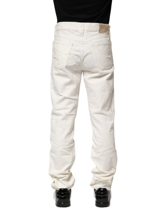 Jeans de denim para hombre Jeckerson de algodón blanco elástico corte recto - Image 4