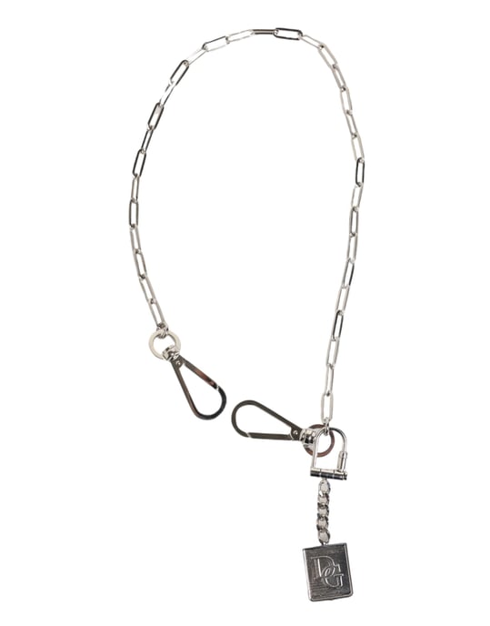 Collar para hombres con colgante del logo DG en cadena de metal tono plateado de Dolce & Gabbana - Image 2