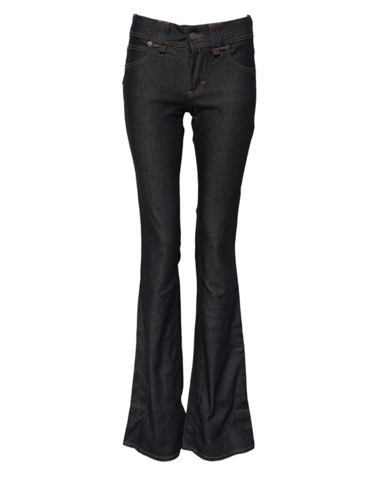 Jeans de mezclilla anchos de algodón azul de talle medio de John Galliano - Image 2