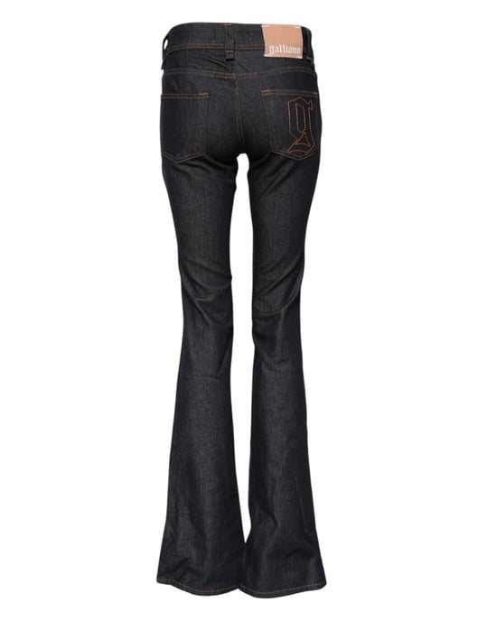 Jeans de mezclilla anchos de algodón azul de talle medio de John Galliano - Image 3