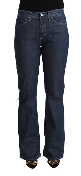 Jeans de mezclilla de algodón azul de talle medio acampanados GF Ferre - Image 1