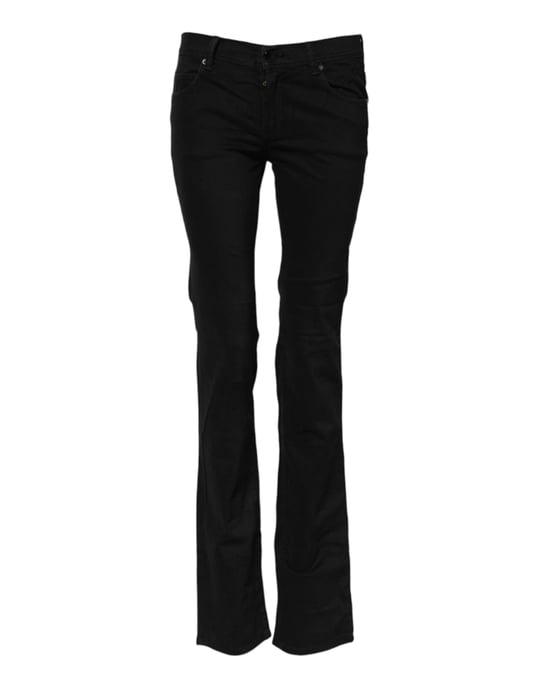 Jeans de mezclilla de algodón negro elástico de corte acampanado de Ermanno Scervino - Image 1