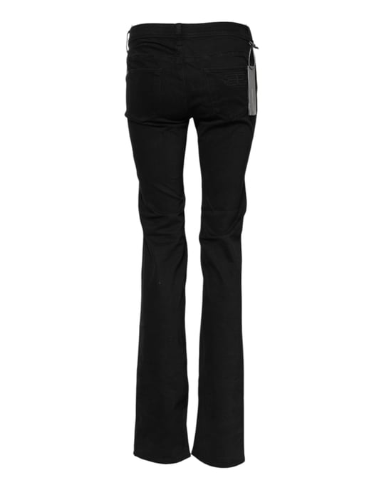 Jeans de mezclilla de algodón negro elástico de corte acampanado de Ermanno Scervino - Image 3