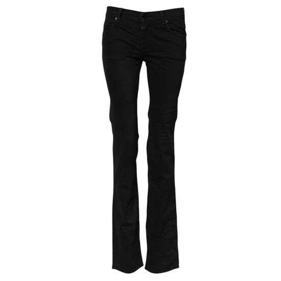 Jeans de mezclilla de algodón negro elástico de corte acampanado de Ermanno Scervino - Image 5
