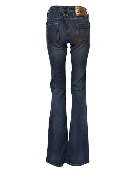 Jeans de mezclilla azul de algodón con cintura media y pierna ancha de John Galliano - Image 3