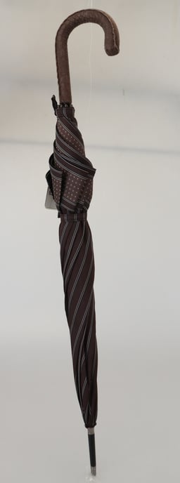 Sombrilla Sartoria Colapsible de Cuero con Asa Rayada en Marrón de Dolce & Gabbana - Image 4
