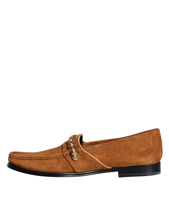 Zapatos Mocasín de Cuero de Terciopelo Marrón con Logo de Dolce & Gabbana - Image 5