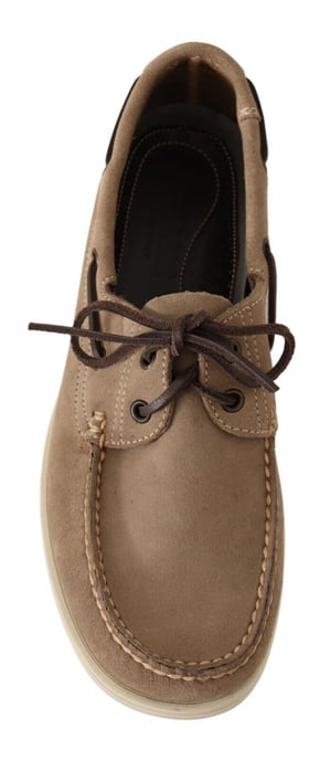 Mocasines bajos casuales para hombre en ante beige Pollini - Image 4