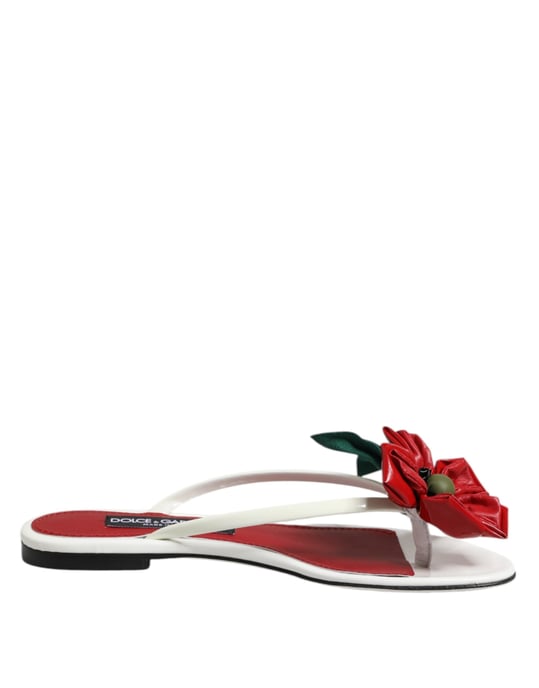 Sandalias de Piel KEIRA Flores Rojas y Blancas de Dolce & Gabbana - Image 1