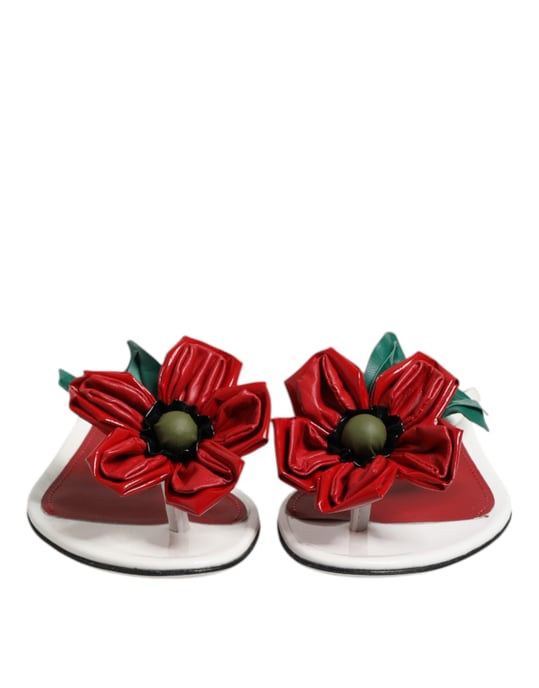 Sandalias de Piel KEIRA Flores Rojas y Blancas de Dolce & Gabbana - Image 2