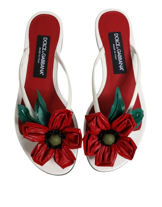 Sandalias de Piel KEIRA Flores Rojas y Blancas de Dolce & Gabbana - Image 3