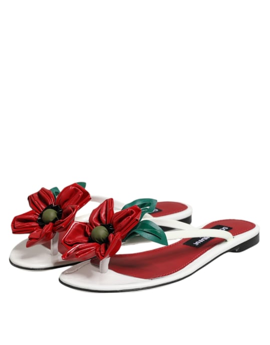 Sandalias de Piel KEIRA Flores Rojas y Blancas de Dolce & Gabbana - Image 4