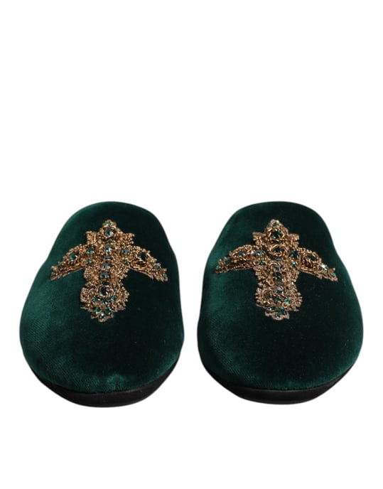 Zapatillas de Terciopelo Verde Embellecidas Dolce & Gabbana - Image 2