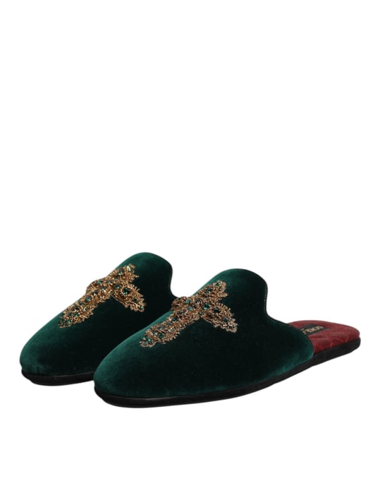 Zapatillas de Terciopelo Verde Embellecidas Dolce & Gabbana - Image 4
