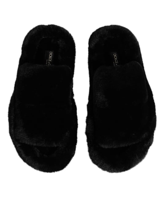 Zapatillas de terciopelo negro de poliéster Dolce & Gabbana - Image 3