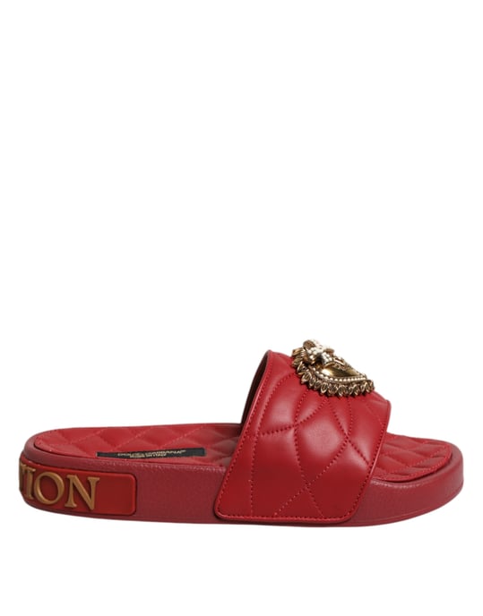 Sandalias de cuero matelassé Rojo Devoción de Dolce & Gabbana - Image 1
