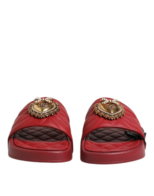 Sandalias de cuero matelassé Rojo Devoción de Dolce & Gabbana - Image 2