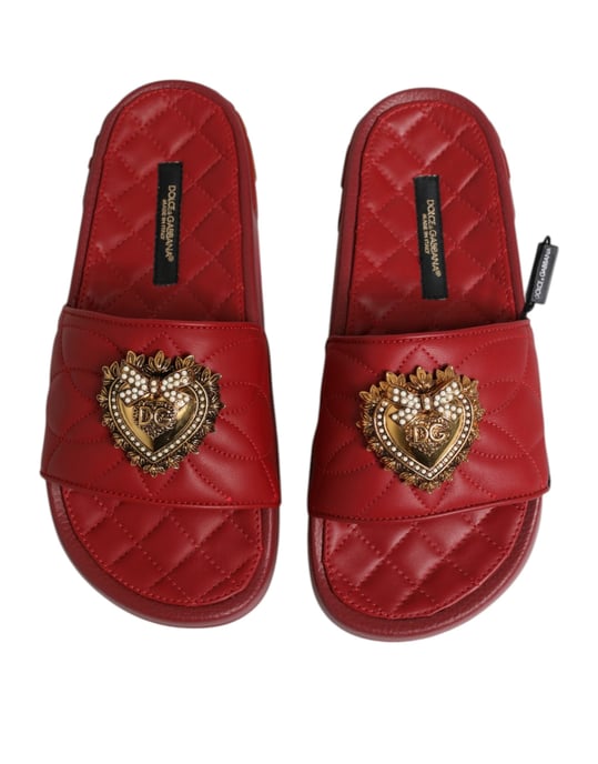 Sandalias de cuero matelassé Rojo Devoción de Dolce & Gabbana - Image 3