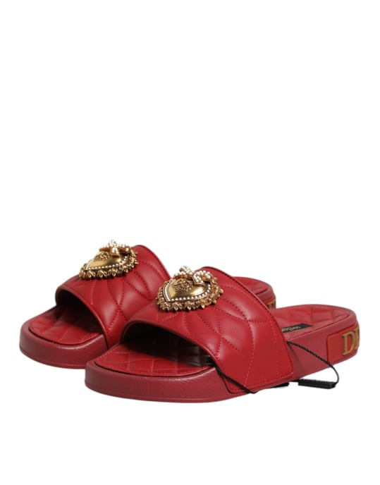 Sandalias de cuero matelassé Rojo Devoción de Dolce & Gabbana - Image 4