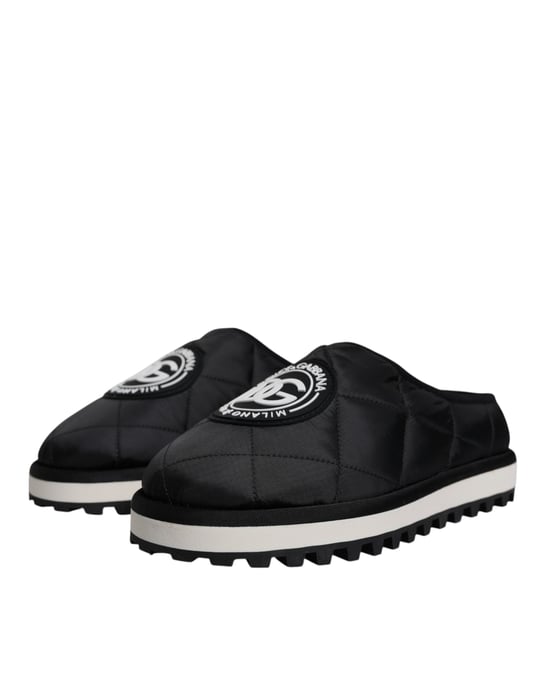 Sandalias de Tela Negra Acolchadas con Logo de Dolce & Gabbana - Image 3