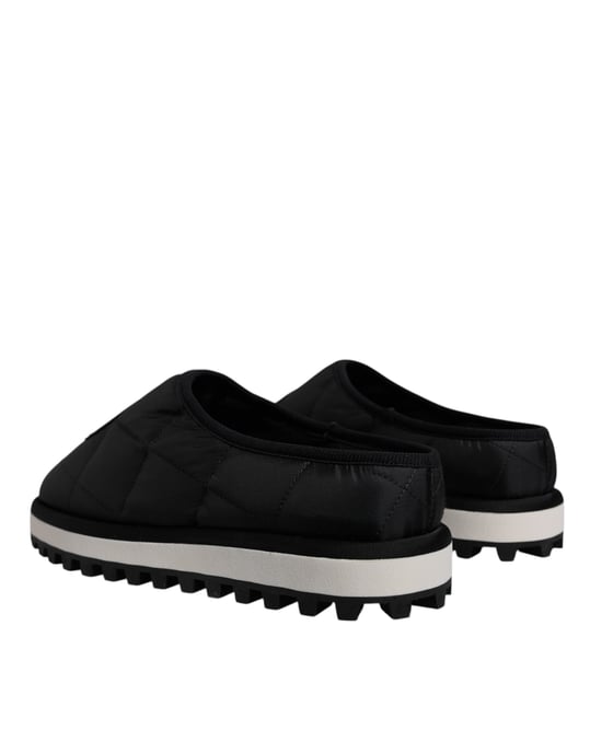Sandalias de Tela Negra Acolchadas con Logo de Dolce & Gabbana - Image 4