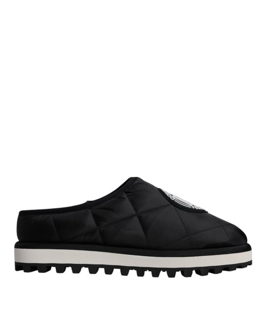 Sandalias de Tela Negra Acolchadas con Logo de Dolce & Gabbana - Image 6