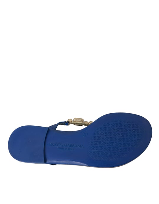 Calzado de Playa de Cuero de Ternera Azul Cristal de Dolce & Gabbana - Image 6