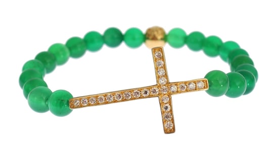 Pulsera de plata 925 con cruz de oro y CZ de jade Nialaya - Image 3