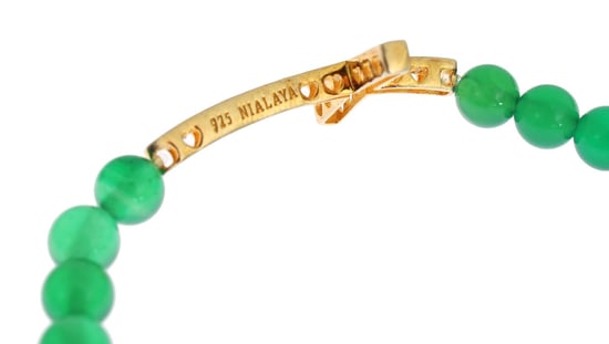 Pulsera de plata 925 con cruz de oro y CZ de jade Nialaya - Image 4