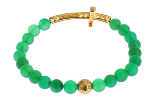 Pulsera de plata 925 con cruz de oro y CZ de jade Nialaya - Image 5