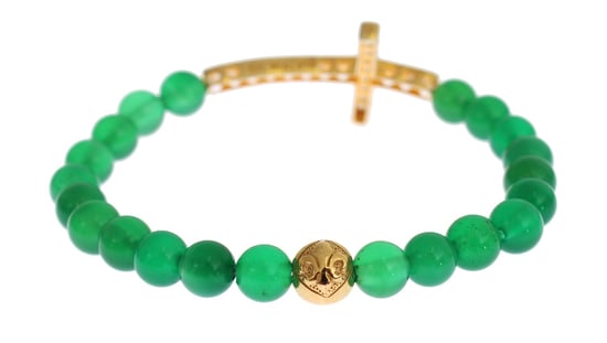 Pulsera de plata 925 con cruz de oro y CZ de jade Nialaya - Image 6