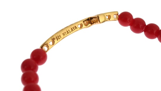 Pulsera de Plata 925 con Cruz de CZ en Oro y Coral Rojo Nialaya - Image 4