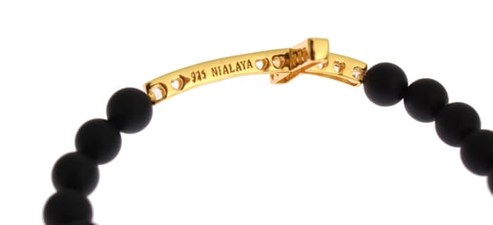 Pulsera de Plata 925 con Cruz de CZ en Oro y Piedra Ónix Mate Nialaya - Image 4