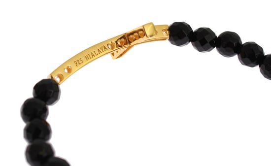 Pulsera de plata 925 con cruz de CZ dorada de piedra ágata Nialaya - Image 4
