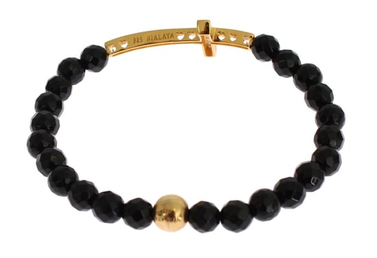 Pulsera de plata 925 con cruz de CZ dorada de piedra ágata Nialaya - Image 5