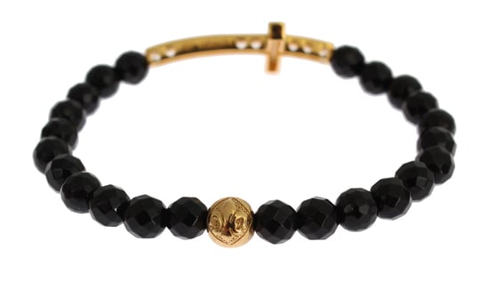 Pulsera de plata 925 con cruz de CZ dorada de piedra ágata Nialaya - Image 6