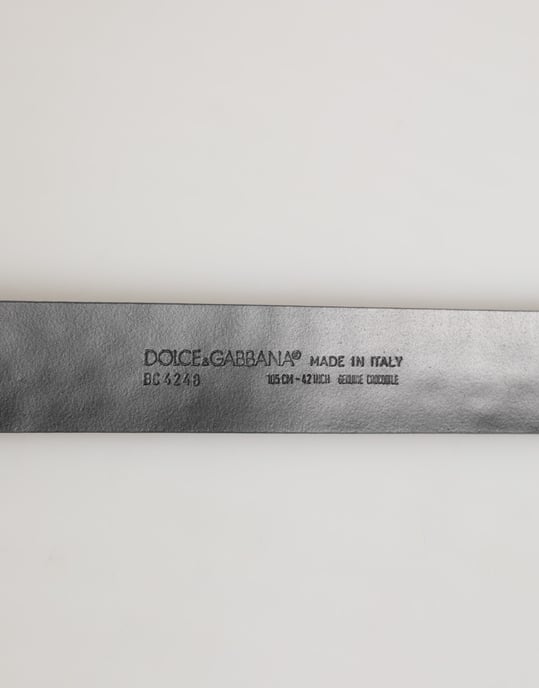 Cinturón de Piel Exótica Negra con Hebilla Logo DG de Dolce & Gabbana - Image 3