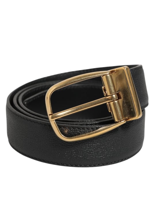 Cinturón Clásico de Cuero Negro con Hebilla de Metal del Logo de Dolce & Gabbana - Image 2
