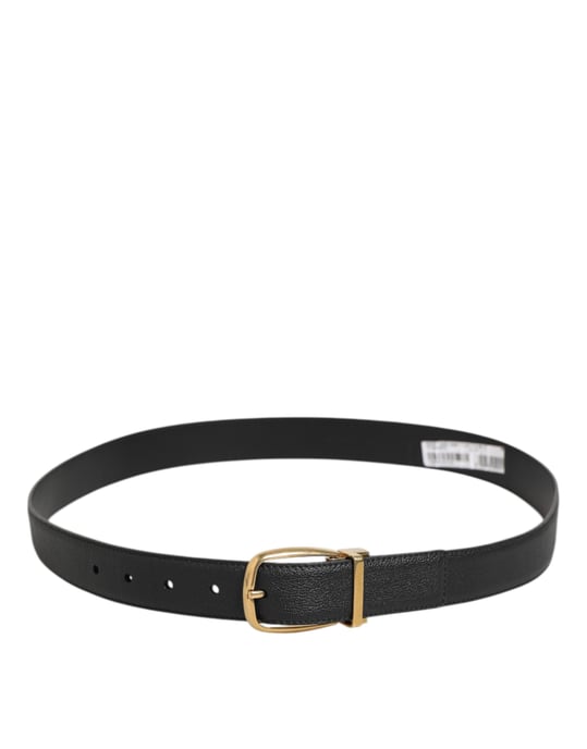 Cinturón Clásico de Cuero Negro con Hebilla de Metal del Logo de Dolce & Gabbana - Image 5