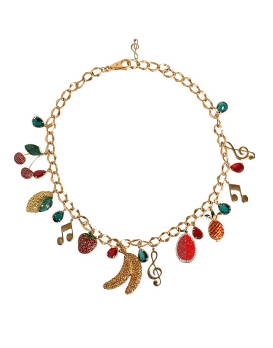 Cinturón de cadena de cintura embellecido con cristales frutales de latón dorado Dolce & Gabbana - Image 2