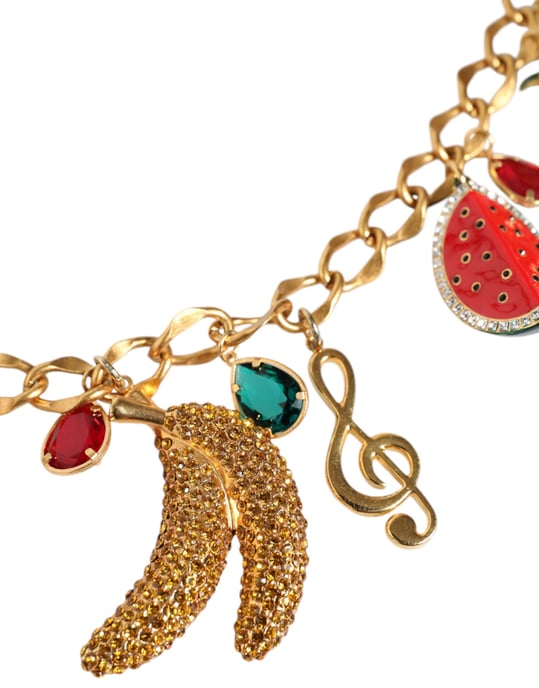 Cinturón de cadena de cintura embellecido con cristales frutales de latón dorado Dolce & Gabbana - Image 3