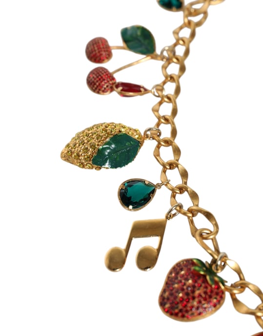 Cinturón de cadena de cintura embellecido con cristales frutales de latón dorado Dolce & Gabbana - Image 4