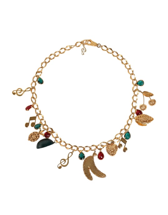 Cinturón de cadena de cintura embellecido con cristales frutales de latón dorado Dolce & Gabbana - Image 5
